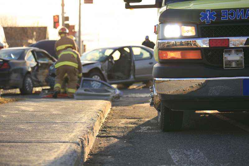 Ambulance at the scene of a car accident with injuries | Columbus, Fort Benning car crash lawyers | Gary Bruce Law