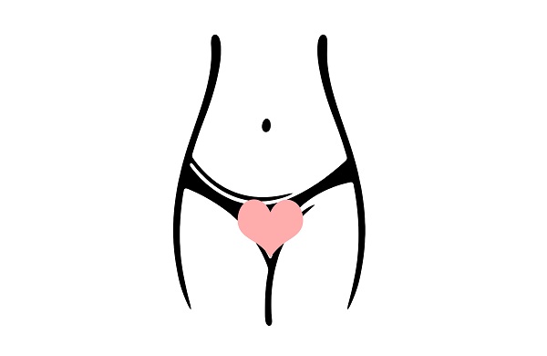 Drawing of a heart over a labia