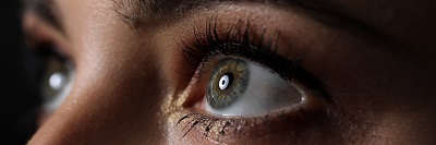 Close-up of eyes with keratoconus