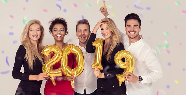Group celebrating 2019 New Year