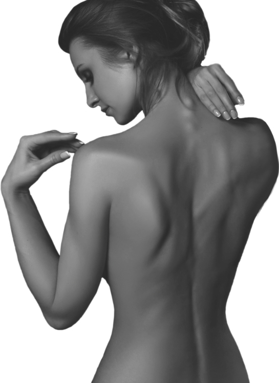 Silhouette of a beautiful woman in black and white