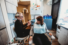 Image of staff talking to patient