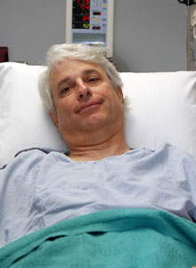 man in hospital bed for sleep apnea surgery