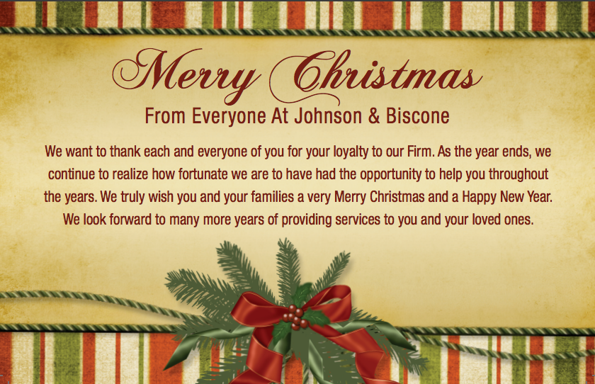 Merry Christmas from Johnson & Biscone